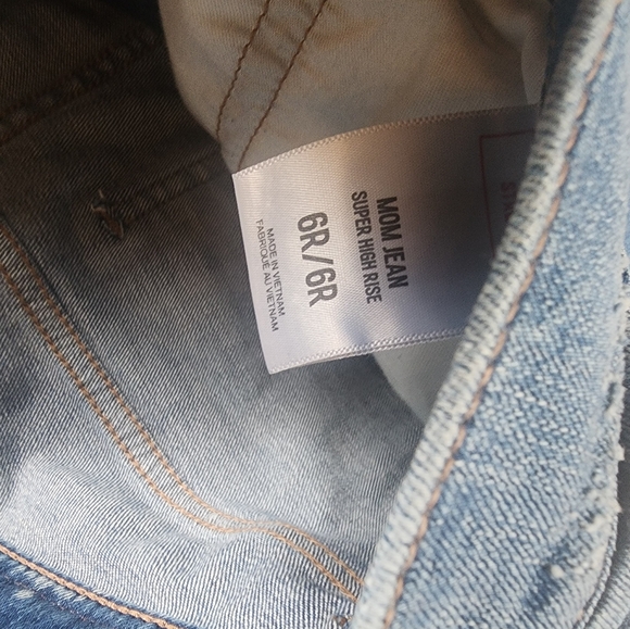 Express Women's Distressed Mom Jeans - Blue - Picture 3 of 4